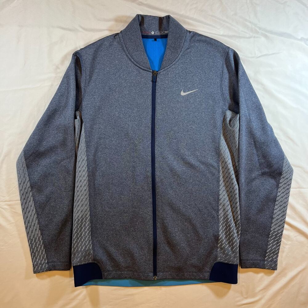 Nike Golf Tiger Woods Collection Mens M Grey Fill Zip Jacket Fleece Lined